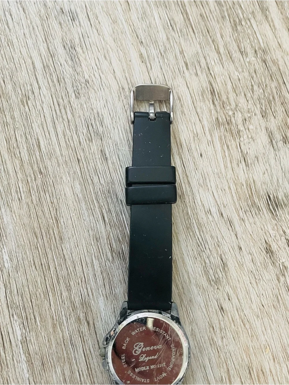 Black Silicone Strap Watch with Bezel Accent
